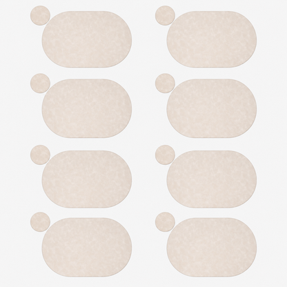 PROMATTOO Oval Faux Leather Placemats with Matching Coasters, Cork-Look Backing, Sets of 4, 6 or 8