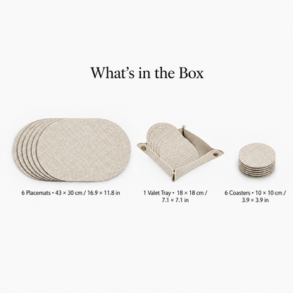 PROMATTOO Textured Placemat & Coaster Set with Storage Tray